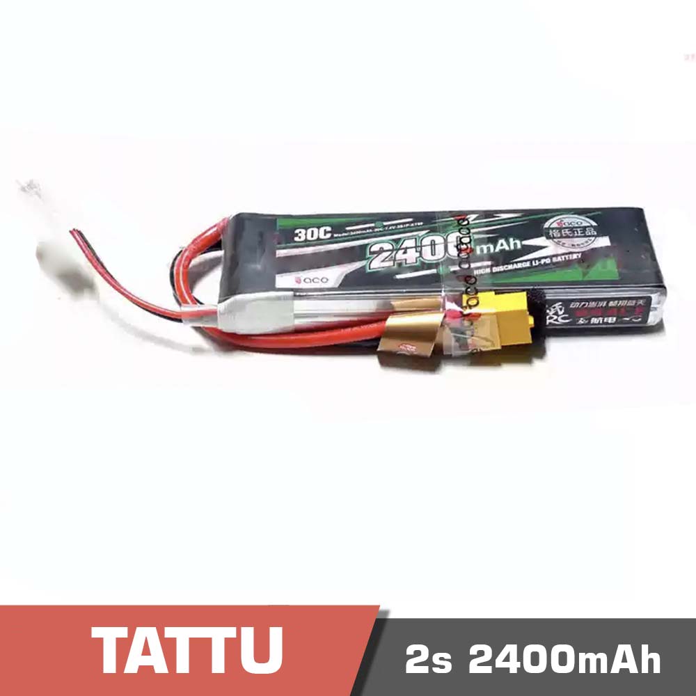 2S-2400-30C.jpg Battery Lipo 2s 2400mAh 30C Tattu - Image 1
