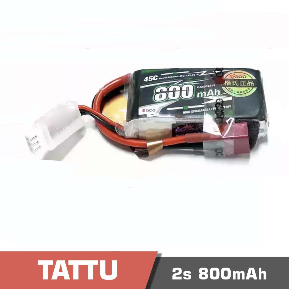 2S-800-45c-Tplug.jpg Battery Lipo 2s 800mAh 45C Tattu - Image 1