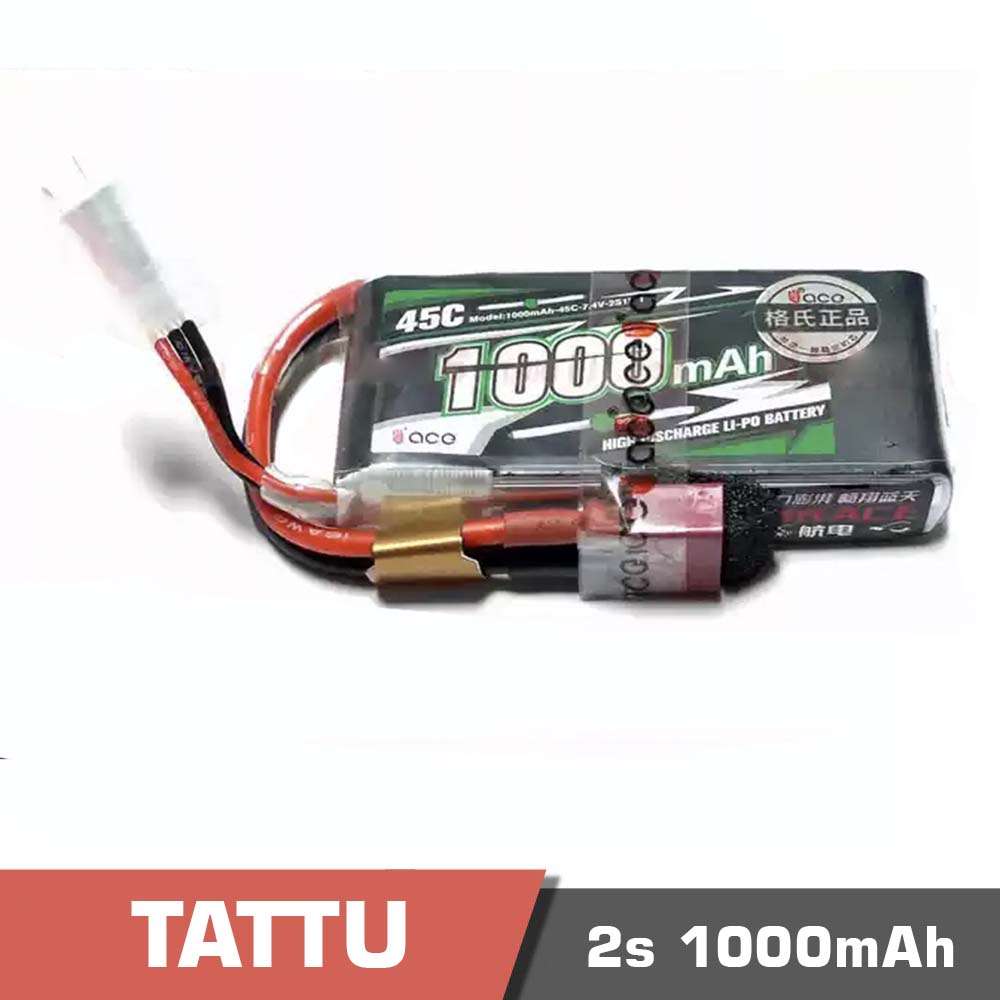 2s-1000-45C-Tplug.jpg Battery Lipo 2s 1000mAh 45C Tattu - Image 1