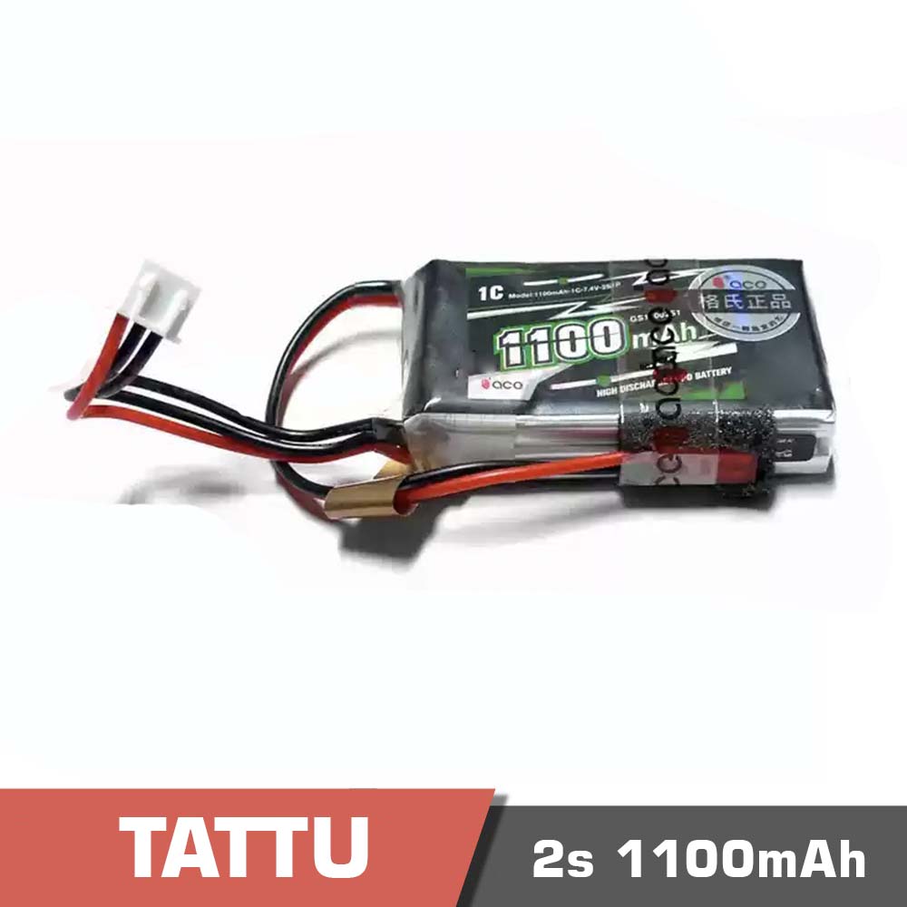 2s-1100-1C-JST.jpg Battery Lipo 2s 1100mAh 1C Tattu - Image 1