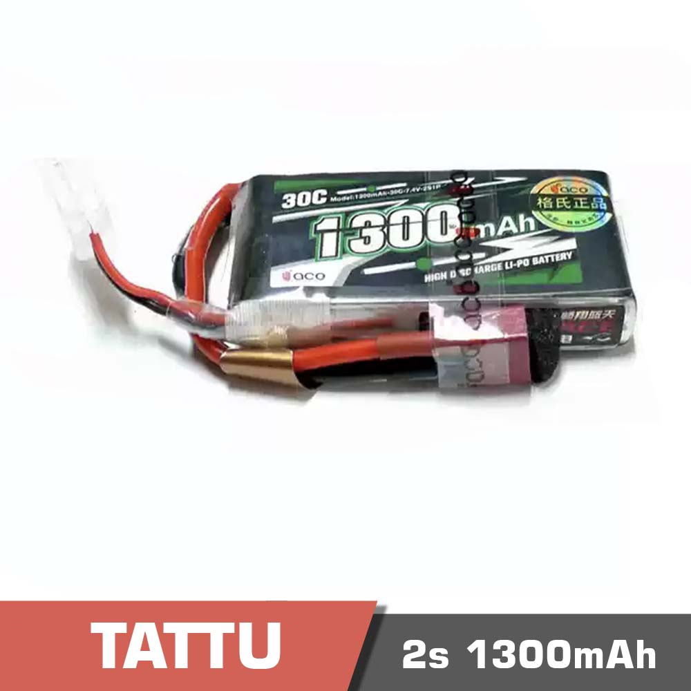2s-1300-30C-Tplug.jpg Battery Lipo 2s 1300mAh 30C Tattu - Image 1