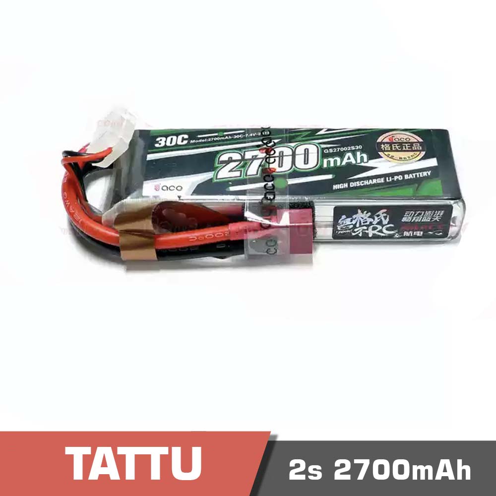 2s-2700-30C.jpg Battery Lipo 2s 2700mAh 30C Tattu - Image 1