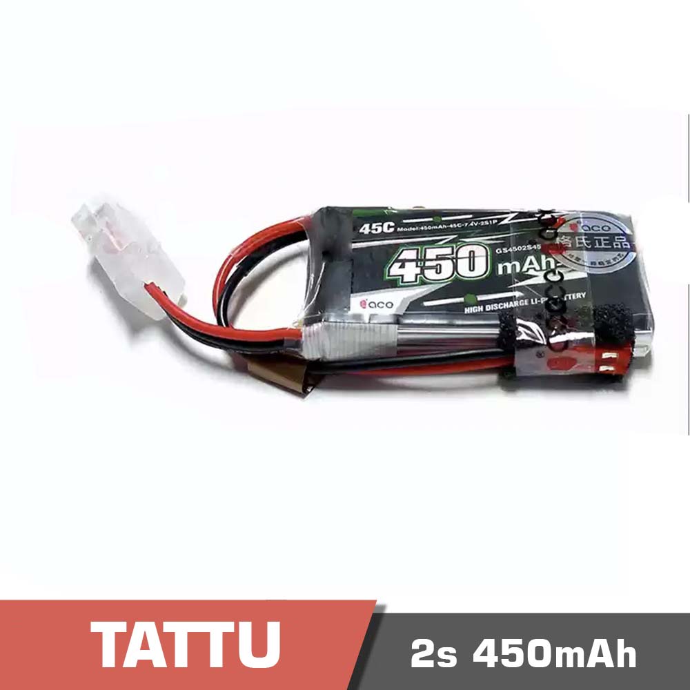 2s-450-45C.jpg Battery Lipo 2s 450mAh 45C Tattu - Image 1