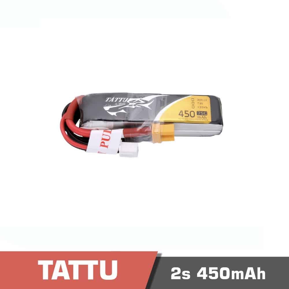 2s-450-75C.jpg Battery Lipo 2s 450mAh 75C Tattu for FPV drone - Image 1