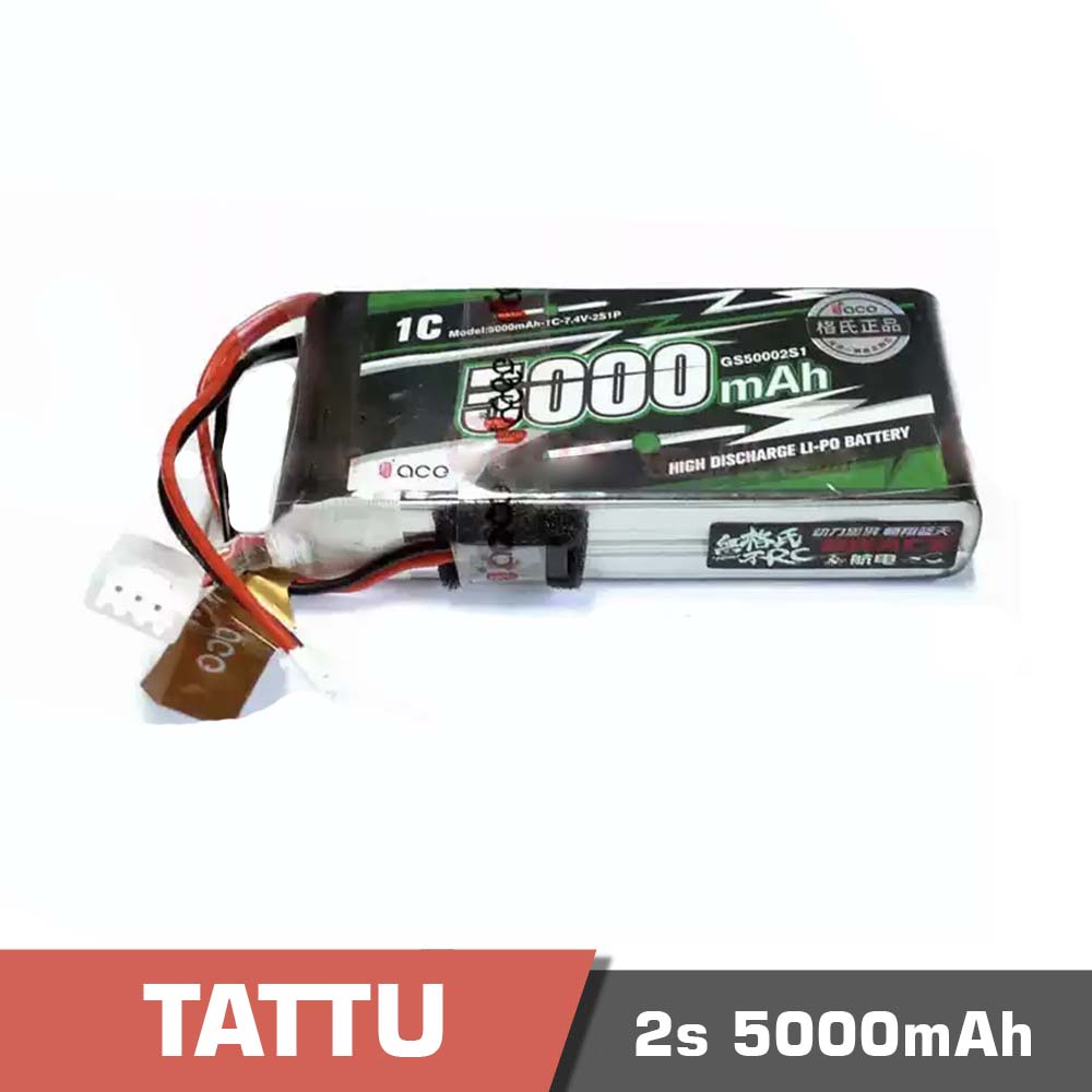 2s-5000-1c-futaba.jpg Battery Lipo 2s 5000mAh 1C Tattu for Futaba RC Remote Control - Image 1