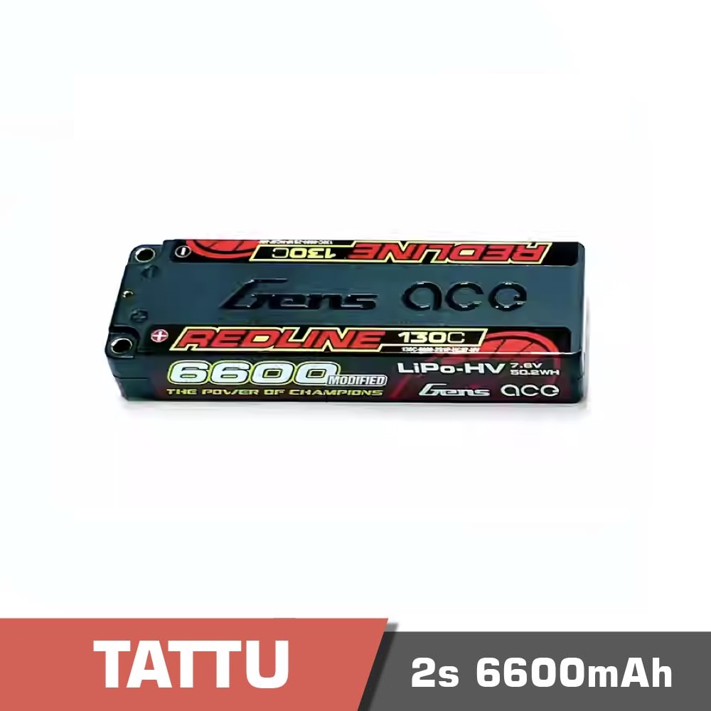 2s-6600-redline-130c.jpg Battery Lipo 2s 6600mAh 130C Tattu Redline - Image 1