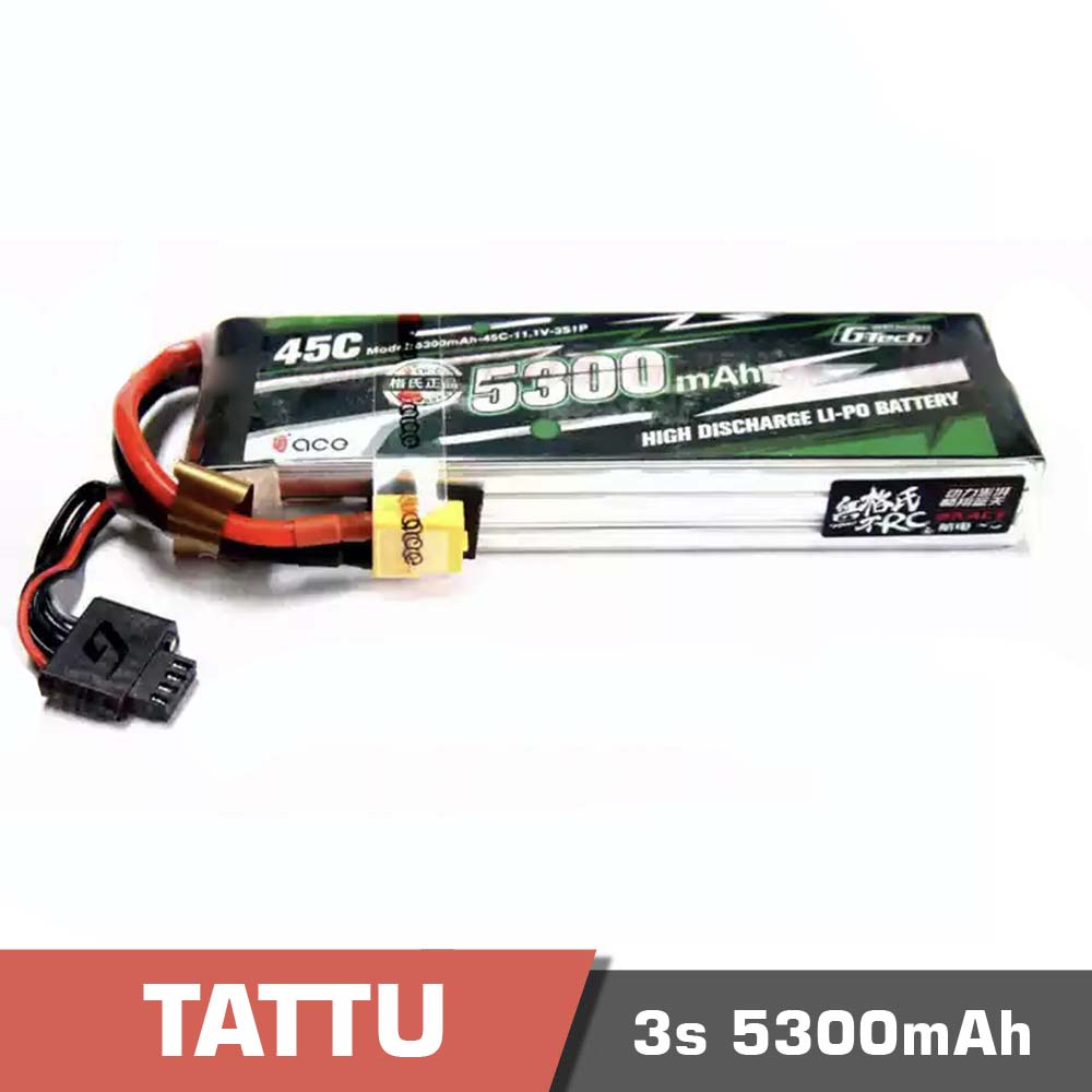 3S-5300-gtech-smart.jpg Battery Lipo 3s 5300mAh 45C Tattu G-Tech Smart - Image 1