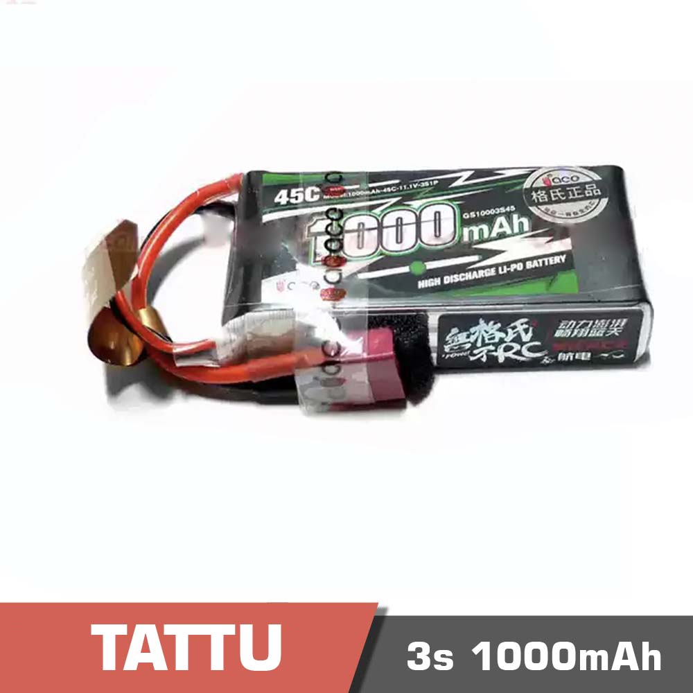 3s-1000-45C-Tplug.jpg Battery Lipo 3s 1000mAh 45C Tattu - Image 1