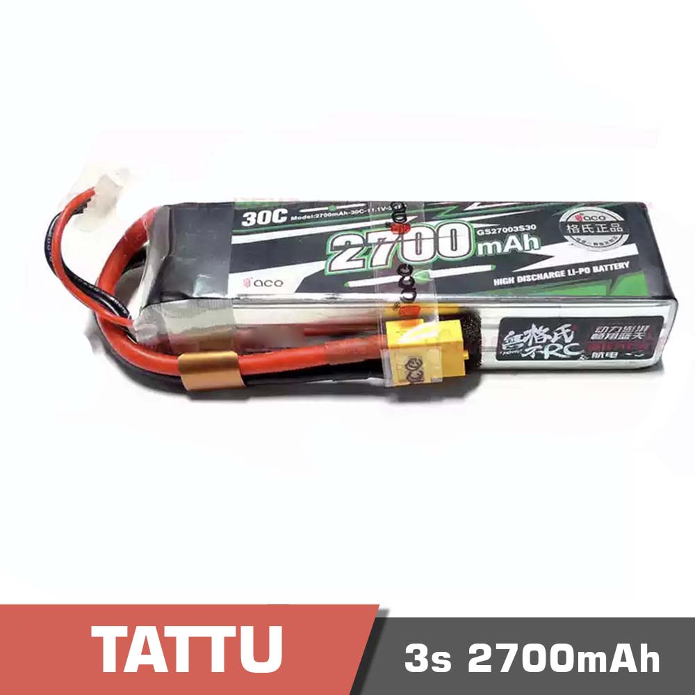 3s-2700-30C.jpg Battery Lipo 3s 2700mAh 30C Tattu - Image 1