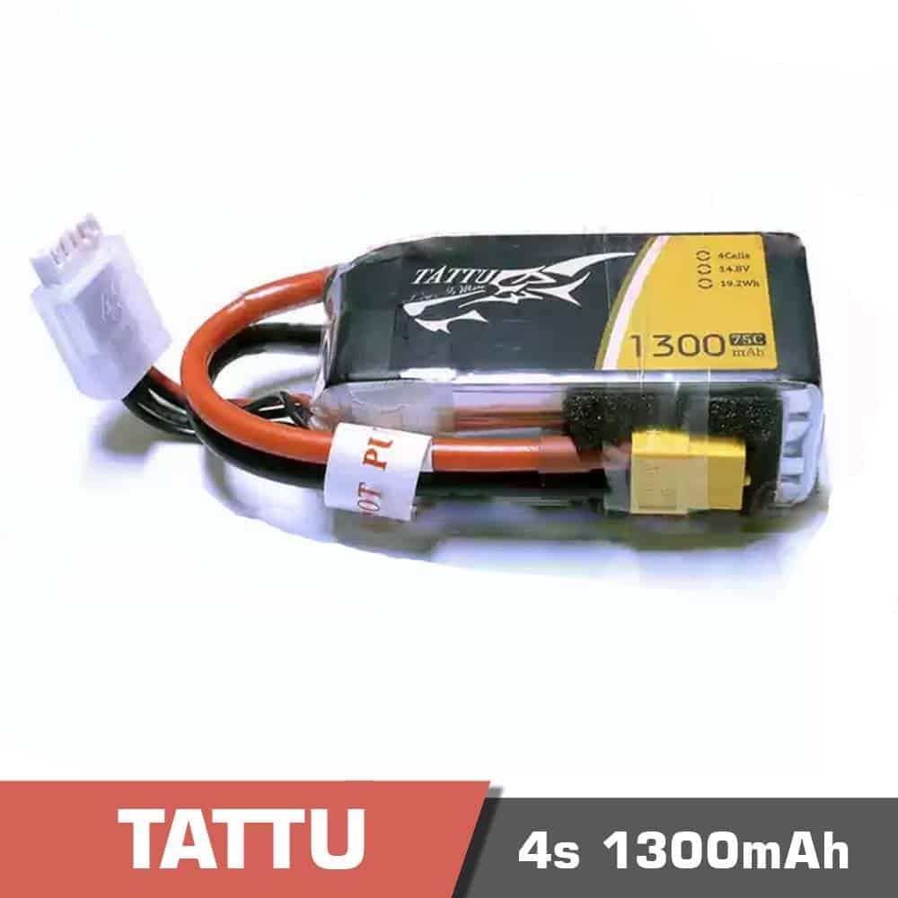 4s-1300-75C.jpg Battery Lipo 4S 1300mAh 75C Tattu - Image 1