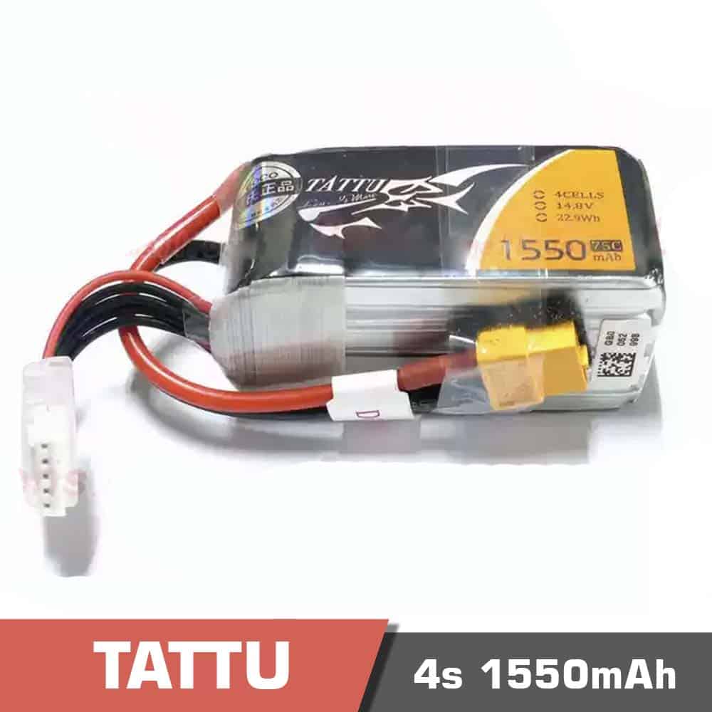4s-1550-75C.jpg Battery Lipo 4s 1550mAh 75C Tattu for FPV Drone - Image 1