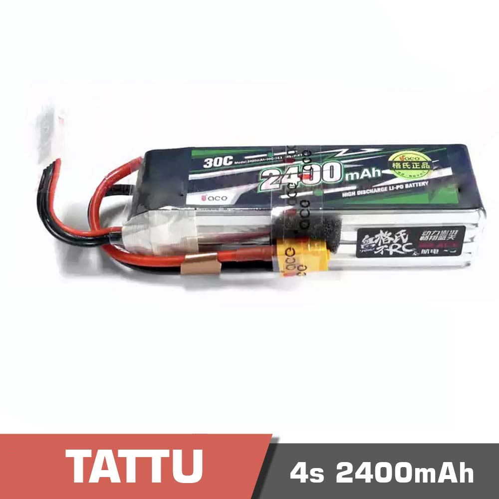 4s-2400-30C.jpg Battery Lipo 4s 2400mAh 30C Tattu - Image 1