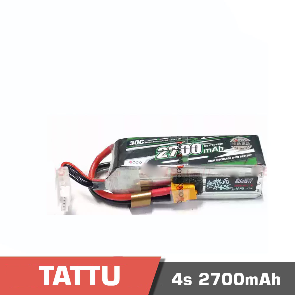 4s-2700-30c.jpg Battery Lipo 4s 2700mAh 30C Tattu - Image 1