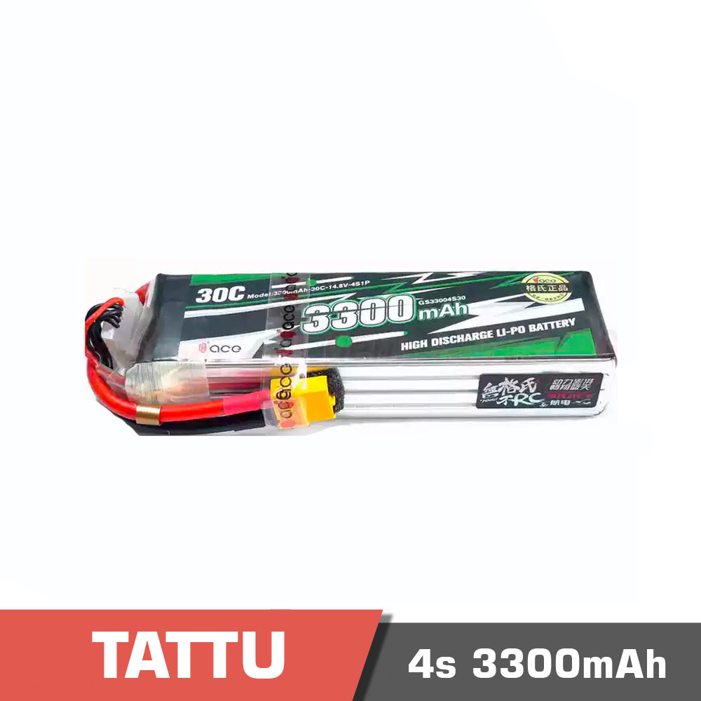 4s-3300-30C.jpg Battery Lipo 4s 3300mAh 30C Tattu - Image 1