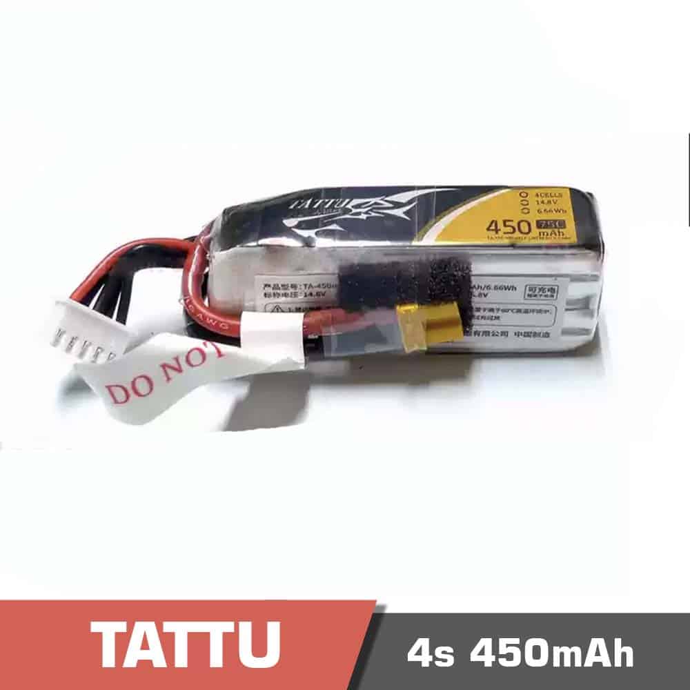 4s-450-75C.jpg Battery Lipo 4s 450mAh 75C Tattu for FPV drone - Image 1