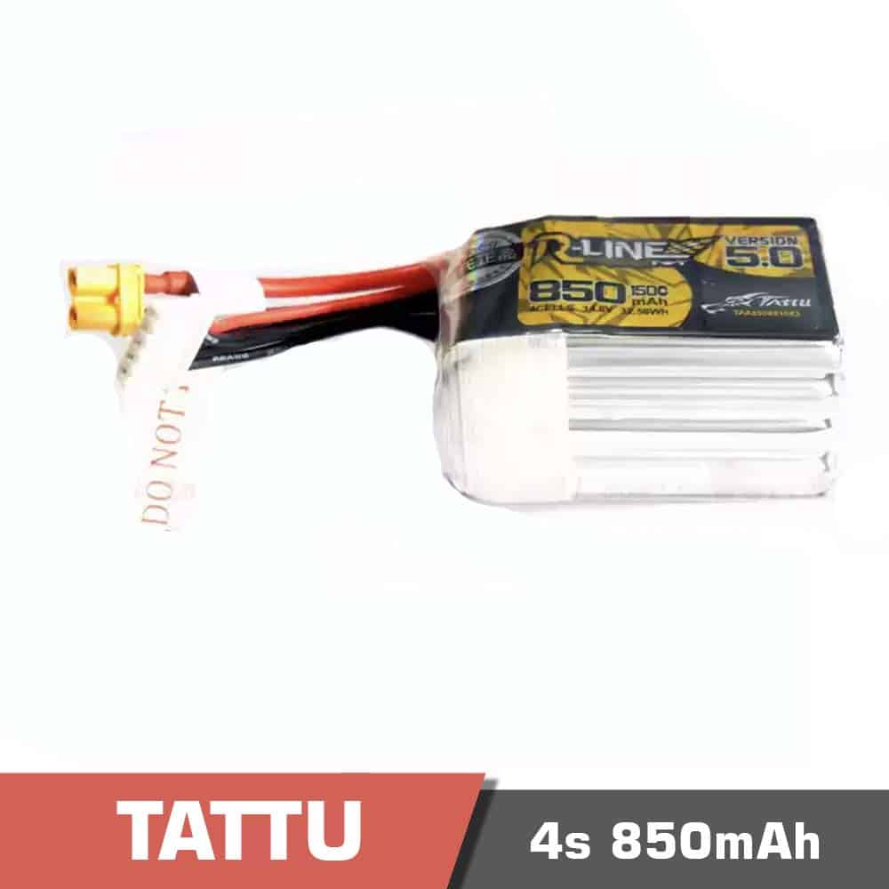 4s-850-150c-rline-5.jpg Battery Lipo 4s 850mAh 150C Tattu – R-LINE 5.0 - Image 1