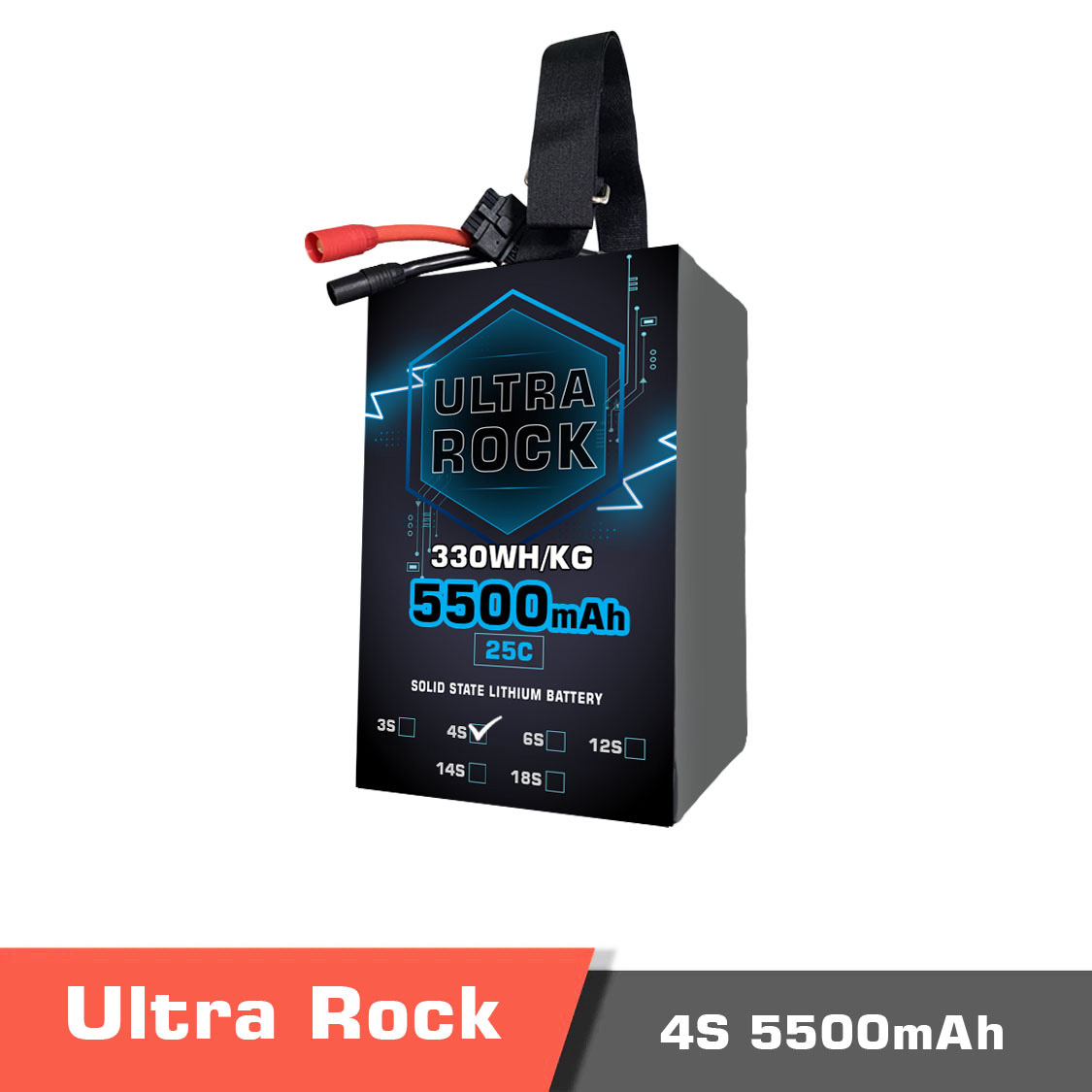 5500-4s.temp_-1.jpg Semi Solid-State Battery | Model Ultra Rock Ultra HV battery 4s 5500mAh 330Wh/kg Energy Density 25C discharge Rate - Image 1