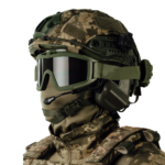 Set: FAST NIJ IIIA helmet + M32H active headphones + pixel cover + balaclava + tactical goggles. Color: olive-pixel