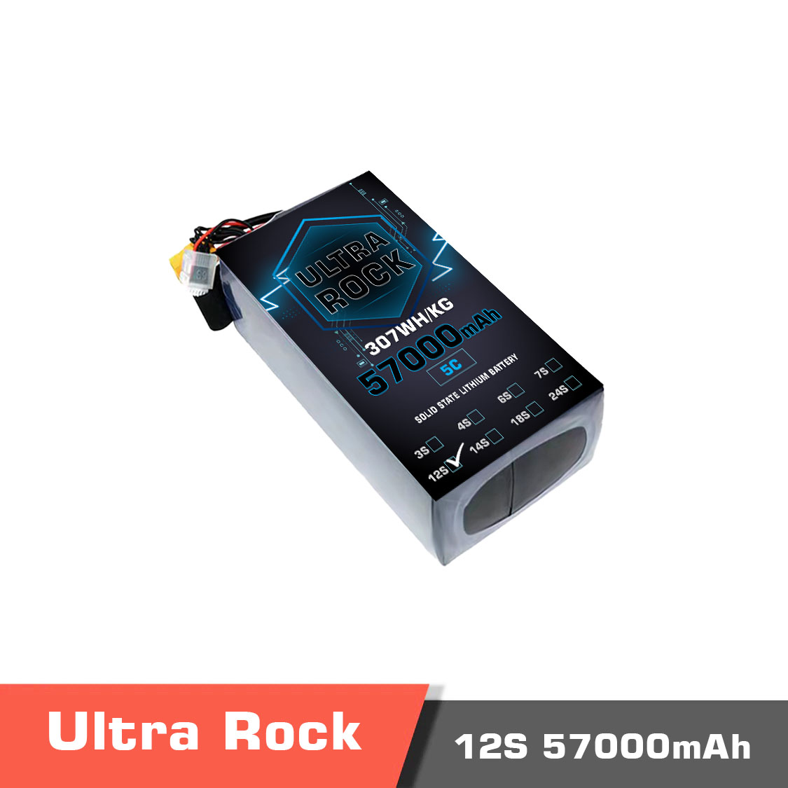 57000-12s.temp_.jpg Semi Solid-State Battery | Model Ultra Rock Ultra HV battery 12s 57000mAh 320Wh/kg Energy Density 7C discharge Rate - Image 1