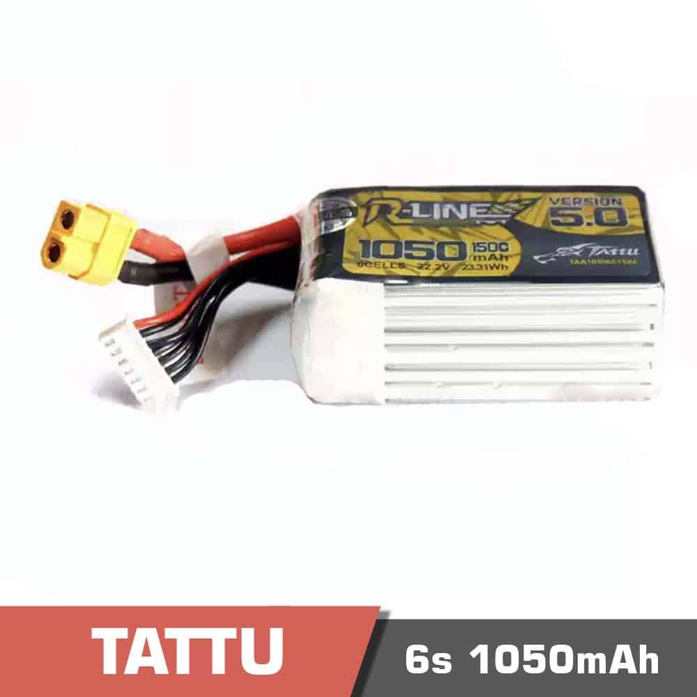 6s-1050-150c-rline-5.jpg Battery Lipo 6s 1050mAh 150C Tattu – R-LINE 5.0 - Image 1