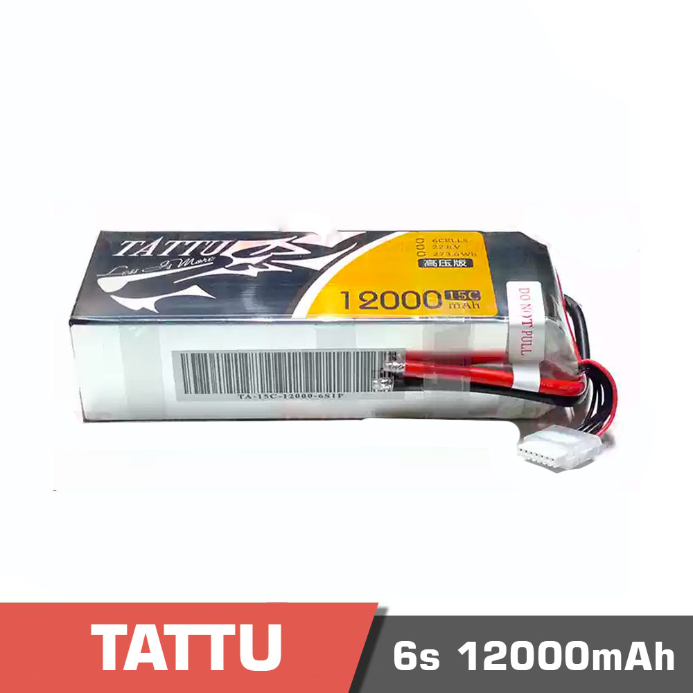 6s-12000-15c-hv.jpg Battery Lipo 6S 12000mAh 15C Tattu High Voltage (HV) - Image 1