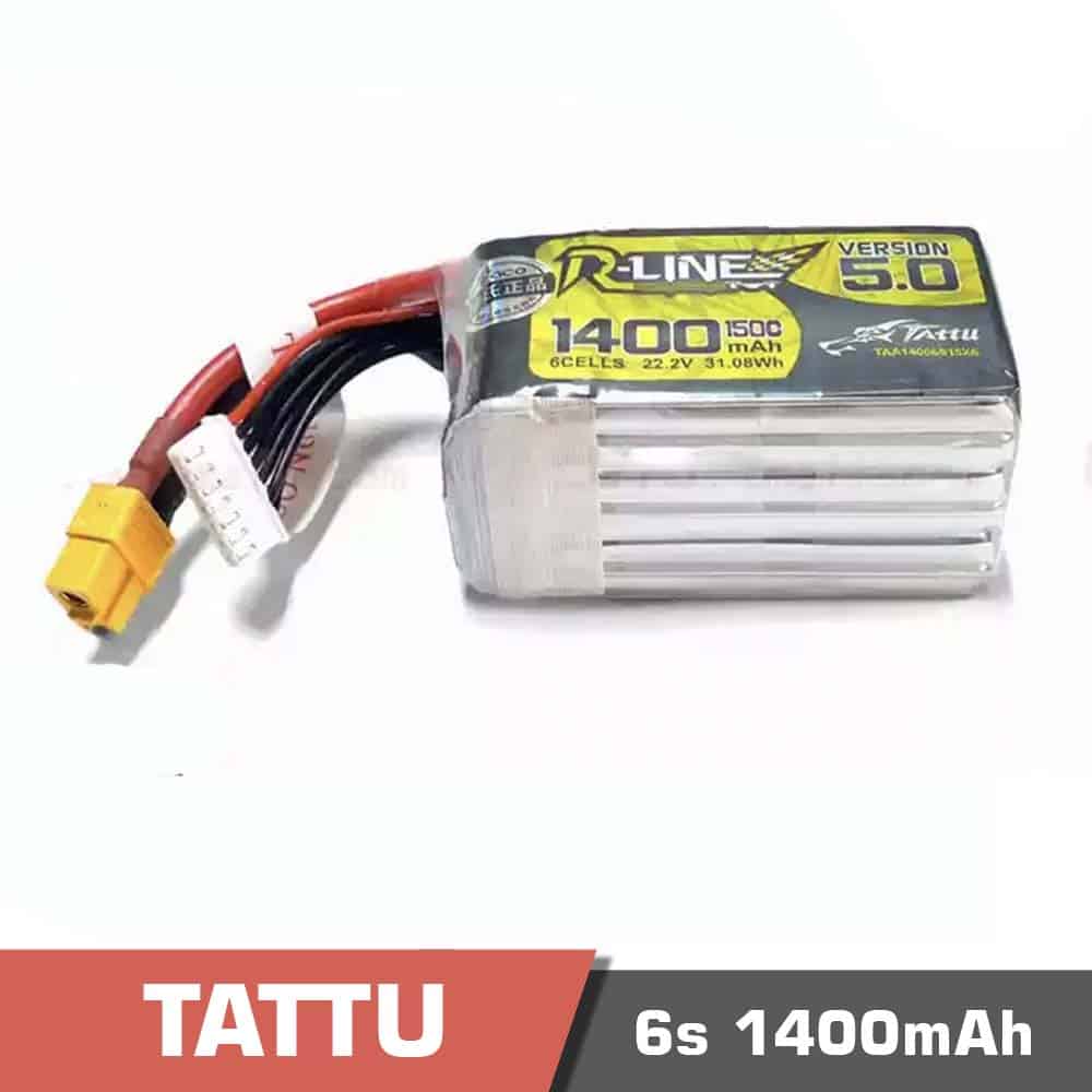 6s-1400-150c-rline-5.jpg Battery Lipo 6s 1400mAh 150C Tattu – R-LINE 5.0 - Image 1