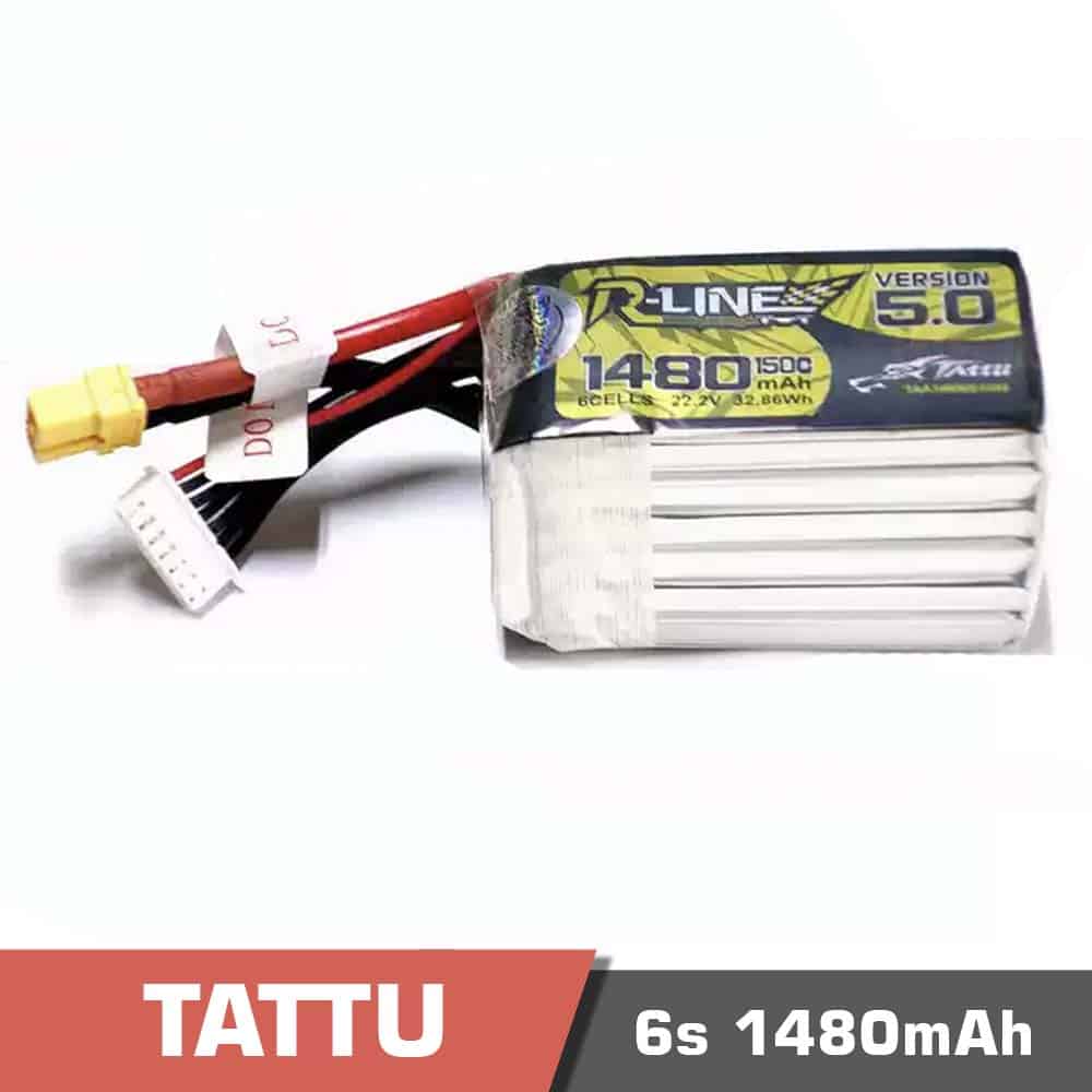 6s-1480-150c-rline-5.jpg Battery Lipo 6s 1480mAh 150C Tattu – R-LINE 5.0 - Image 1