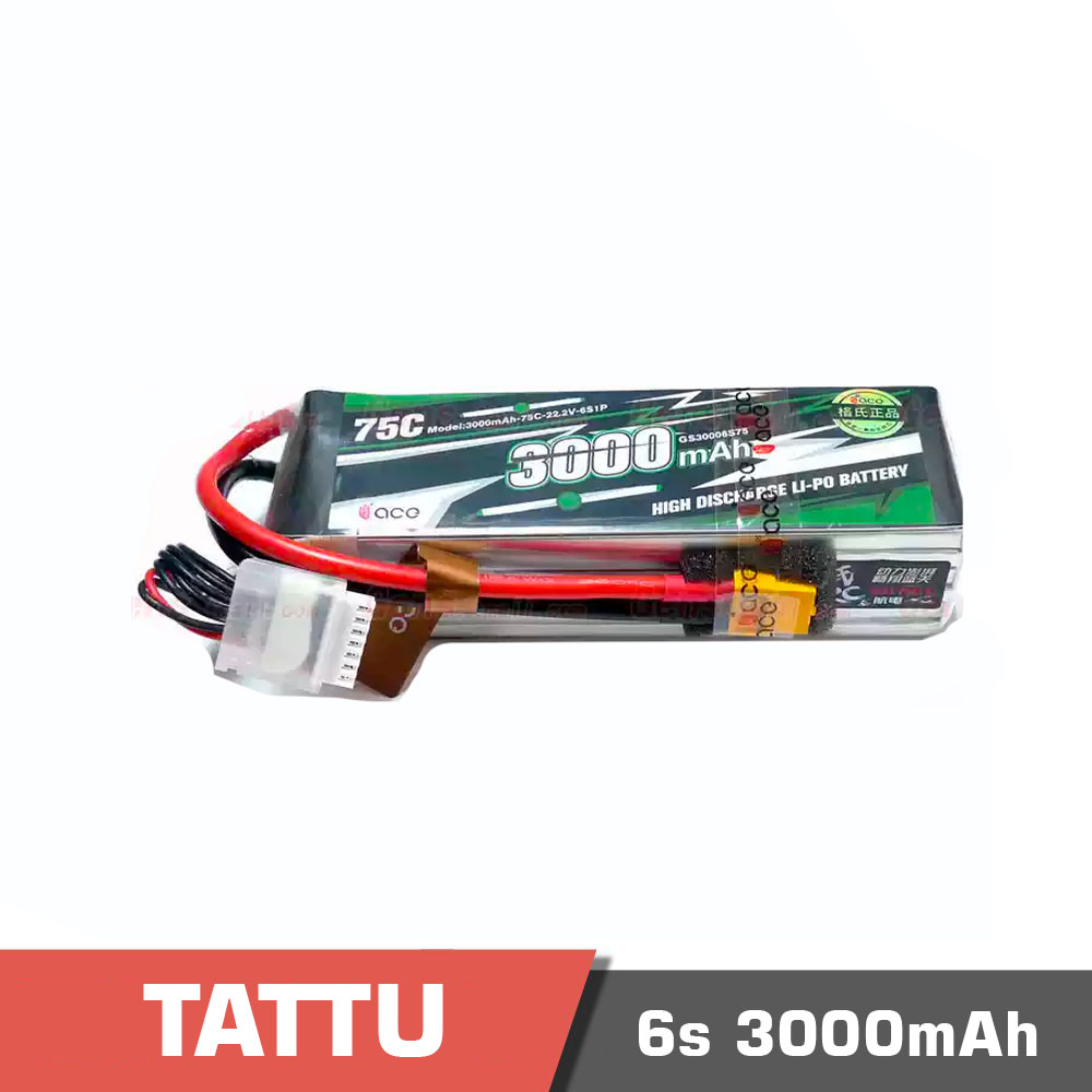 6s-3000-75C.jpg Battery Lipo 6s 3000mAh 75C Tattu - Image 1