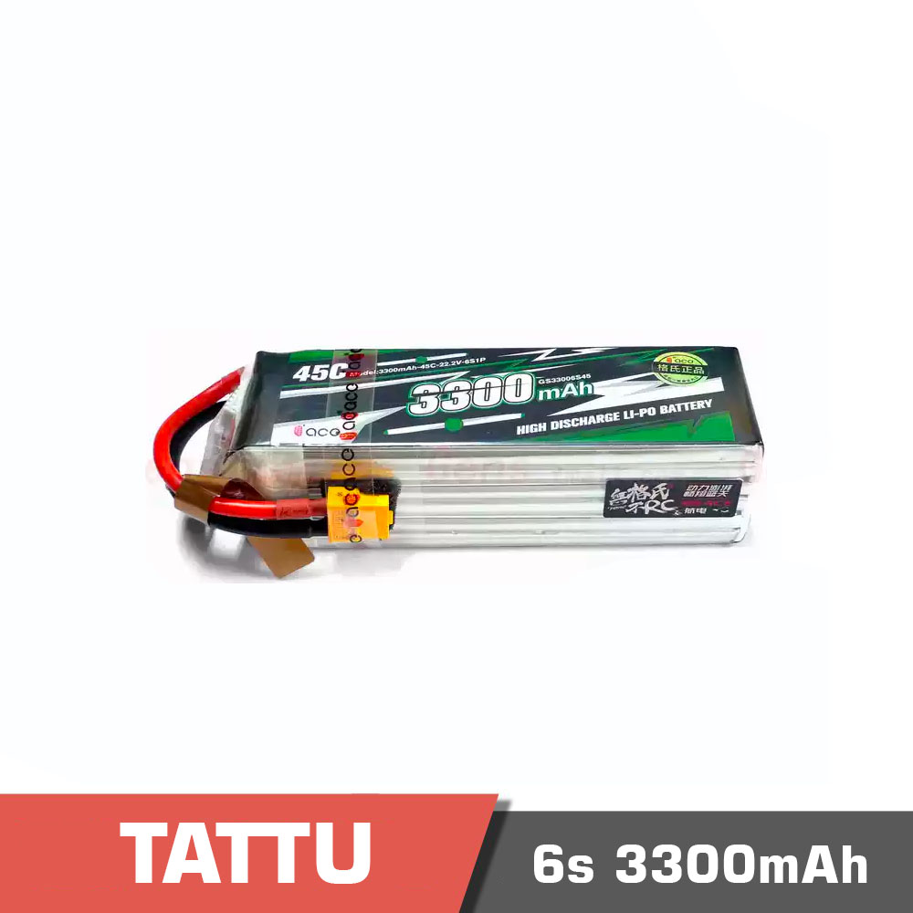 6s-3300-45C.jpg Battery Lipo 6s 3300mAh 45C Tattu - Image 1