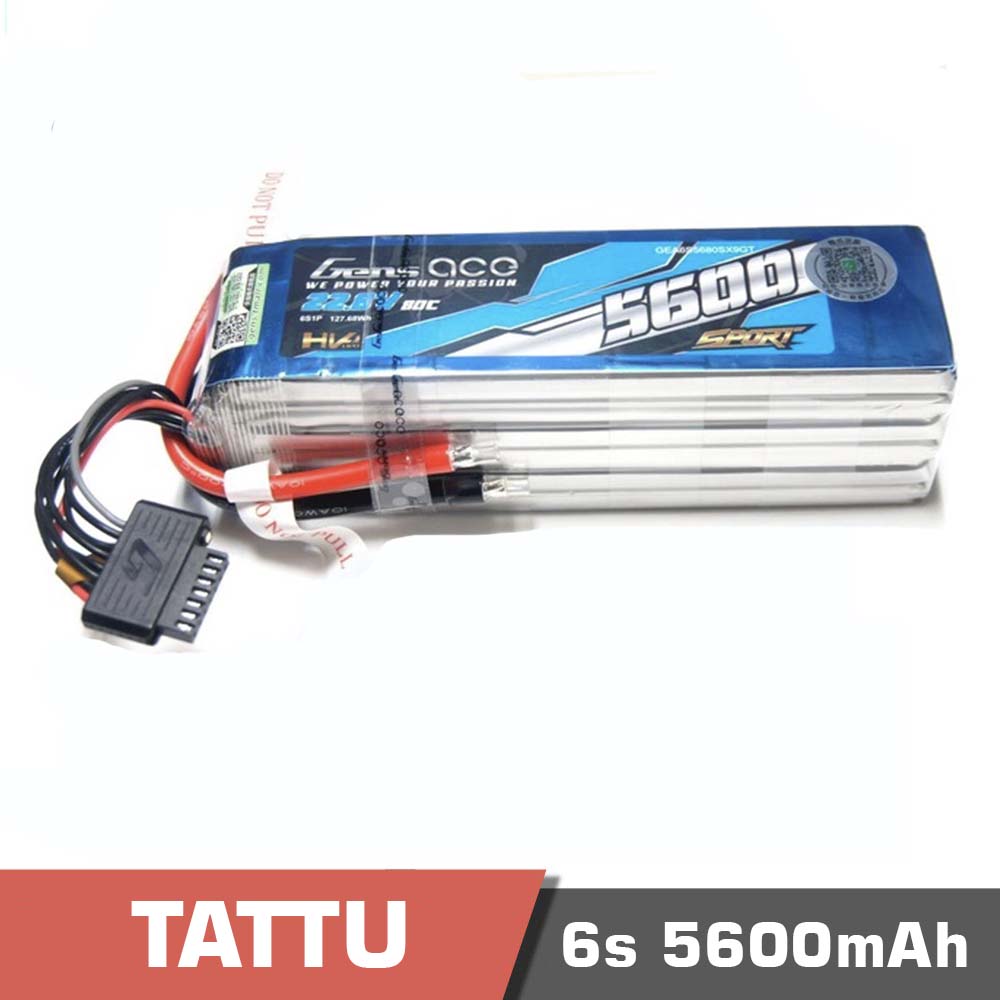 6s-5600-sport-HV.jpg Battery Lipo 6s 5600mAh 80C Tattu Ace High Voltage (HV) G-Tech - Image 1