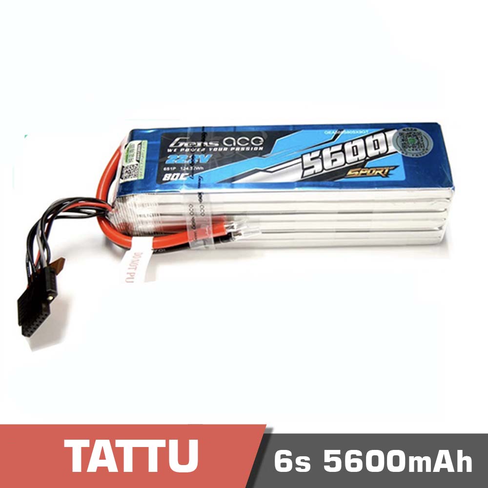 6s-5600-sport.jpg Battery Lipo 6s 5600mAh 80C Tattu Ace G-Tech - Image 1