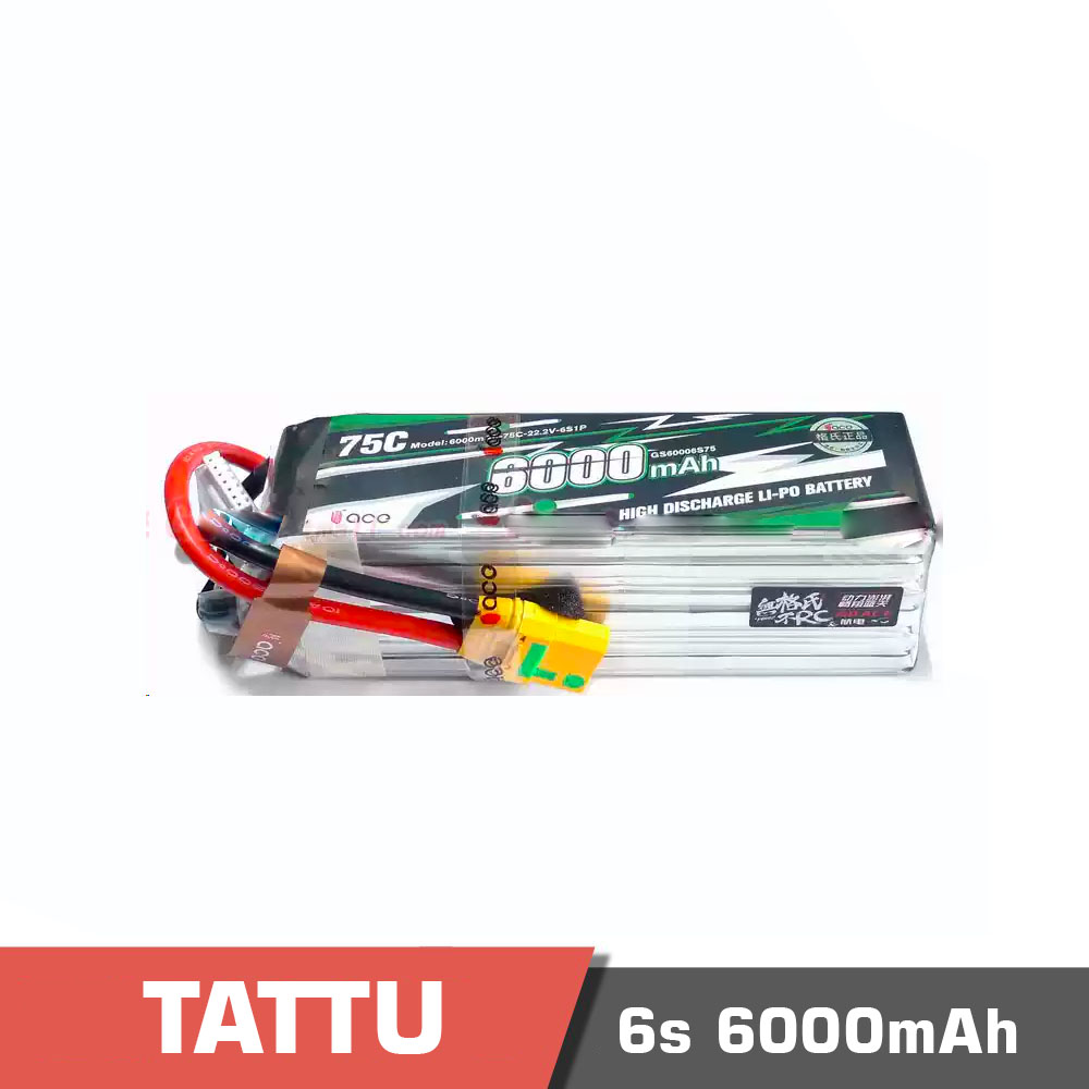 6s-6000-75c.jpg Battery Lipo 6s 6000mAh 75C Tattu - Image 1