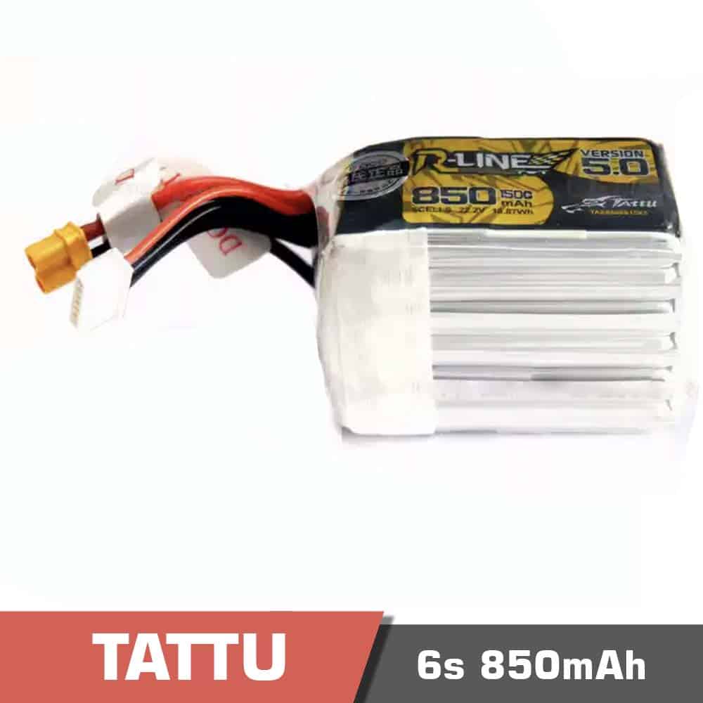 6s-850-150c-rline-5.jpg Battery Lipo 6s 850mAh 150C Tattu – R-LINE 5.0 - Image 1