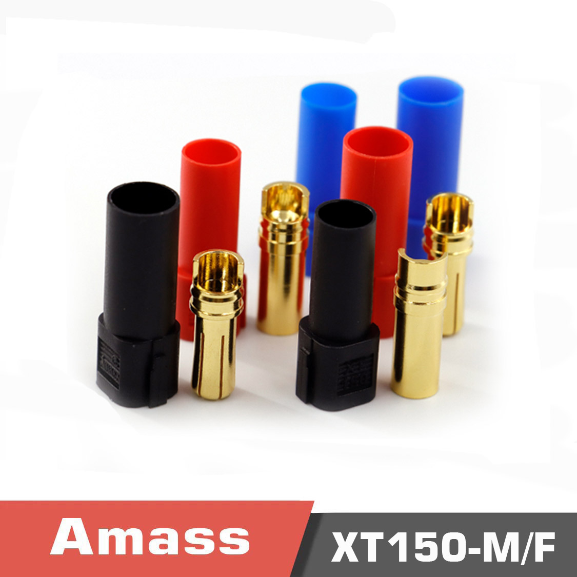 MAIN-1.jpg XT150-M/F Genuine Amass gold-plated plug 120A high current red black blue 6mm banana head pack of 5 pieces - Image 1