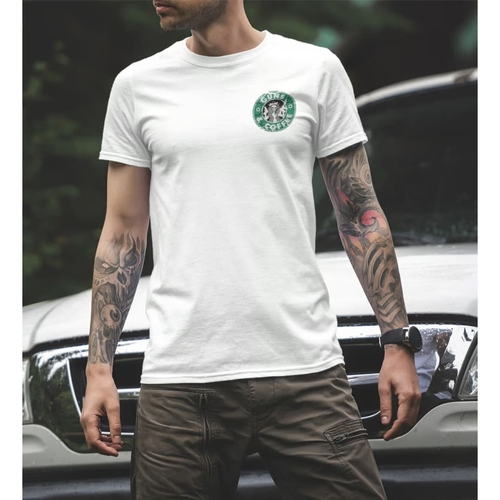 futbolka-we-feel-guns-and-coffee-bilyy-1-1700x1700-1.jpg We Feel Guns and coffee T-shirt White - Image 1