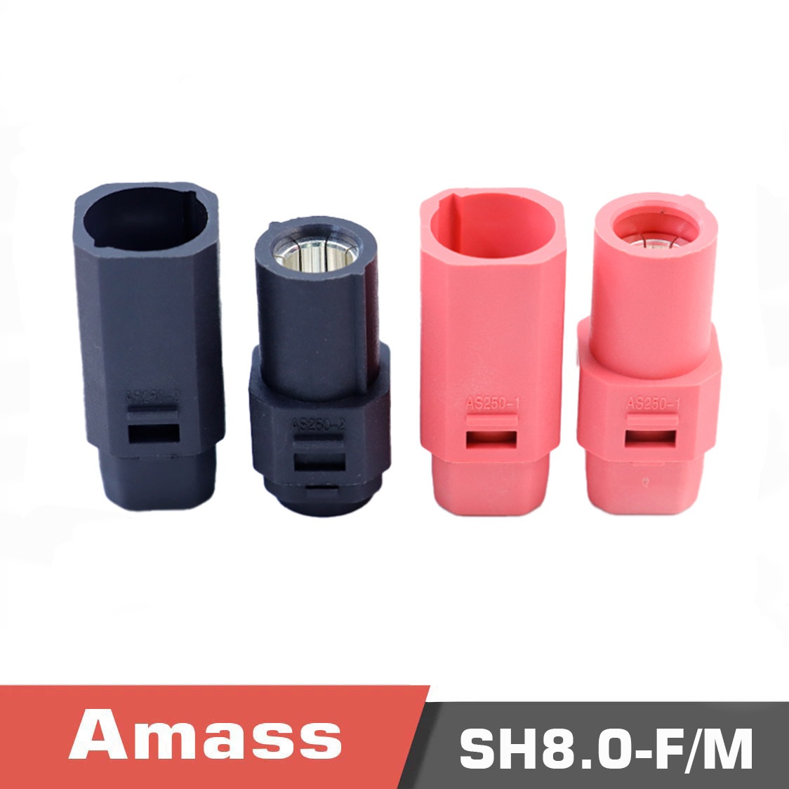 main.sh8_.0-2.jpg Amass AS250 SH8.0-M/F silver-plated 8mm anti-reverse plug high current lithium battery connector pack of 5 pieces - Image 1
