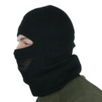 Kiborg Black fleece-knit balaclava hat - Image 5