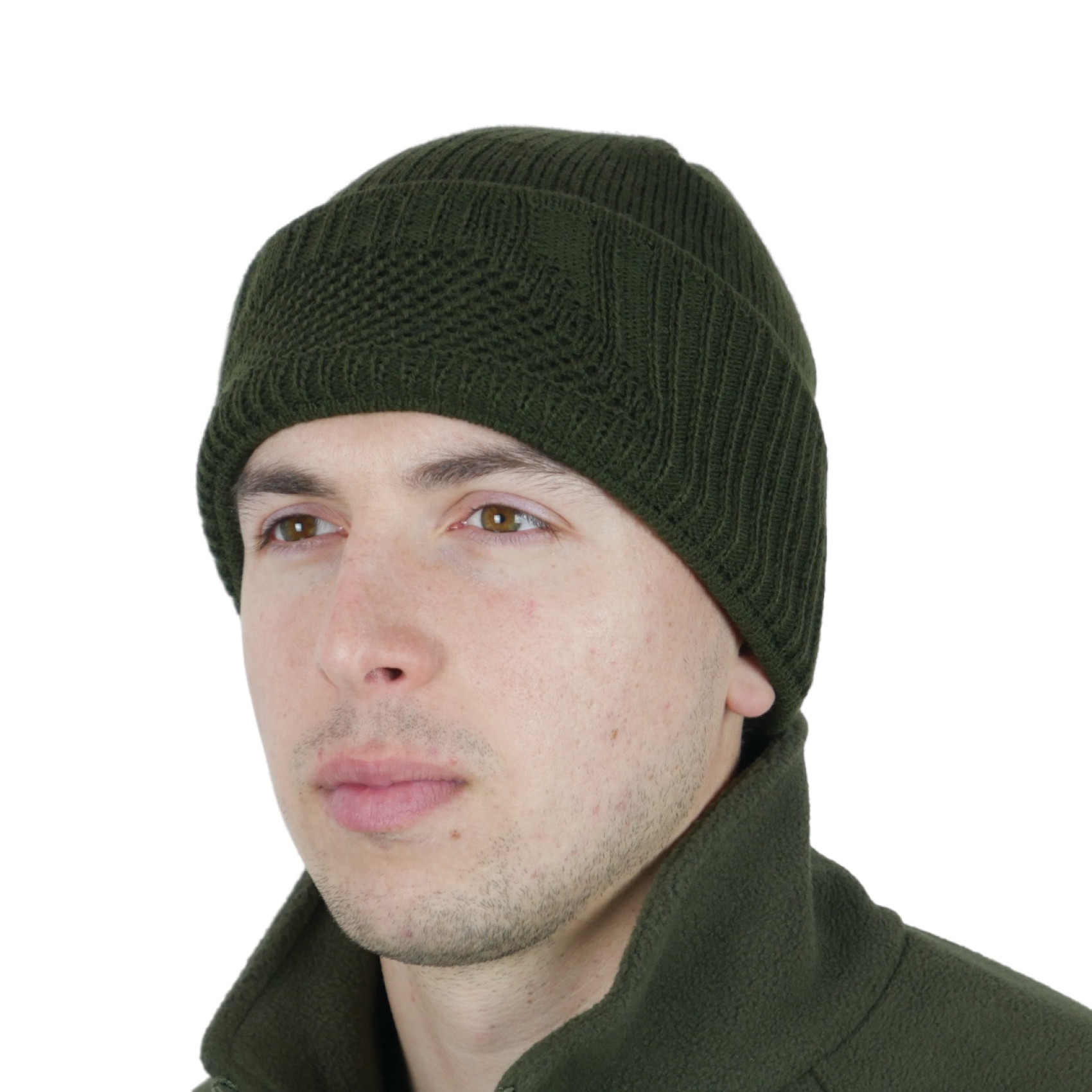 shapka-balaklava-vyazana-na-flisi-kiborg-oliva-1-1700x1700-1.jpg Kiborg Olive fleece-knit balaclava hat - Image 1