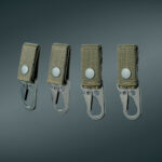 Universal carabiner attachment with button DEFua Olive (4pc)