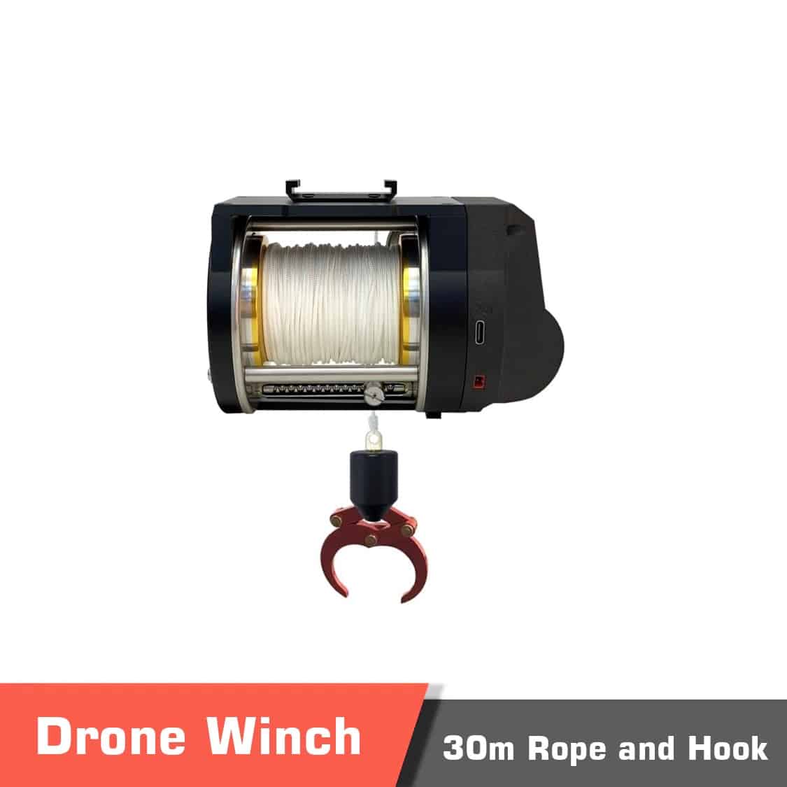 winch-10kg5kg.jpg Drone Winch with 30m Rope and Hook for Delivery Pick up - Image 1