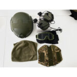 Set: FAST NIJ IIIA helmet + M32H active headphones + multicam cover + balaclava + tactical goggles. Color: olive-multicam - Image 4